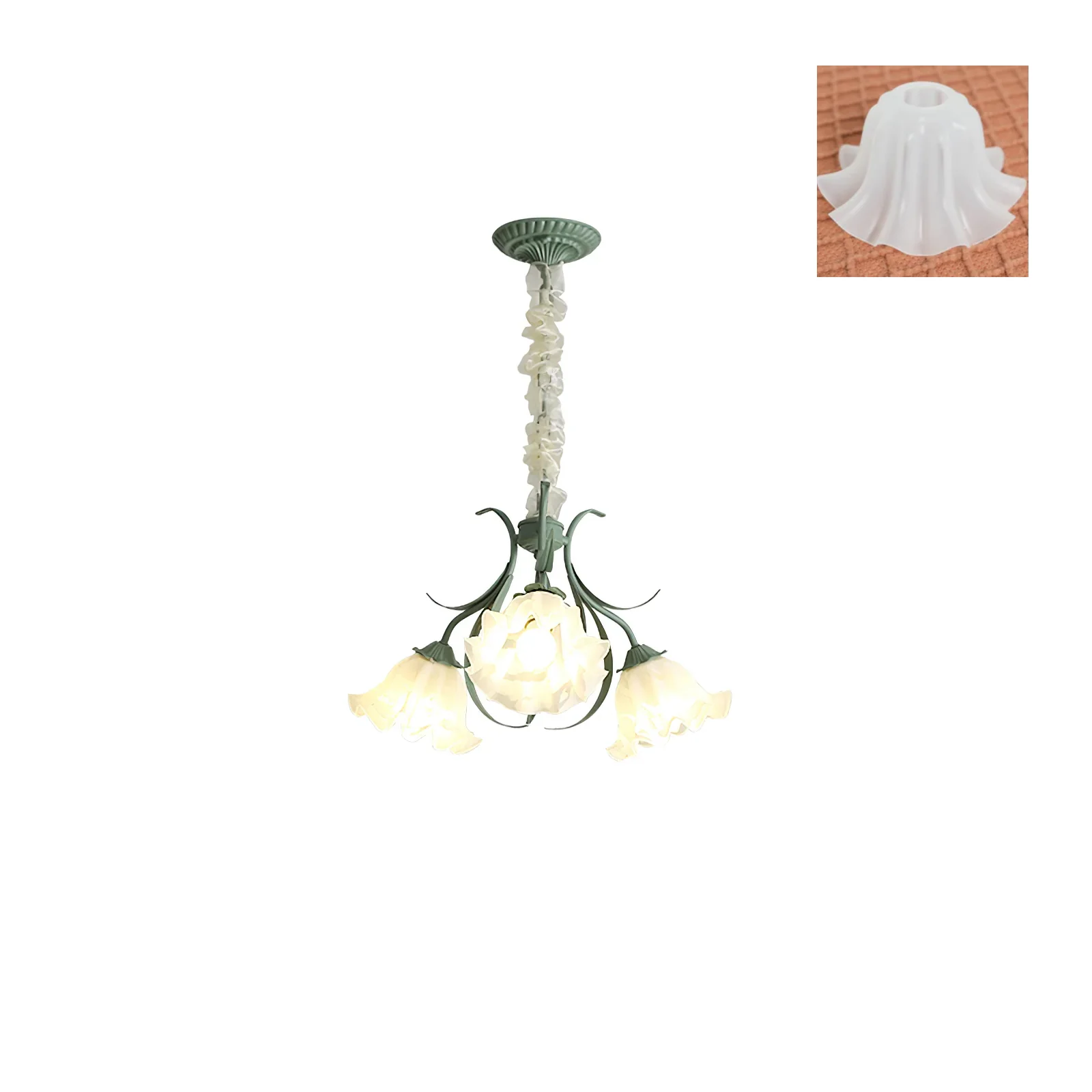 Люстра Lily of the Valley Flower - 3 плафона ∅53см х 32см, зеленый, белый, стекло