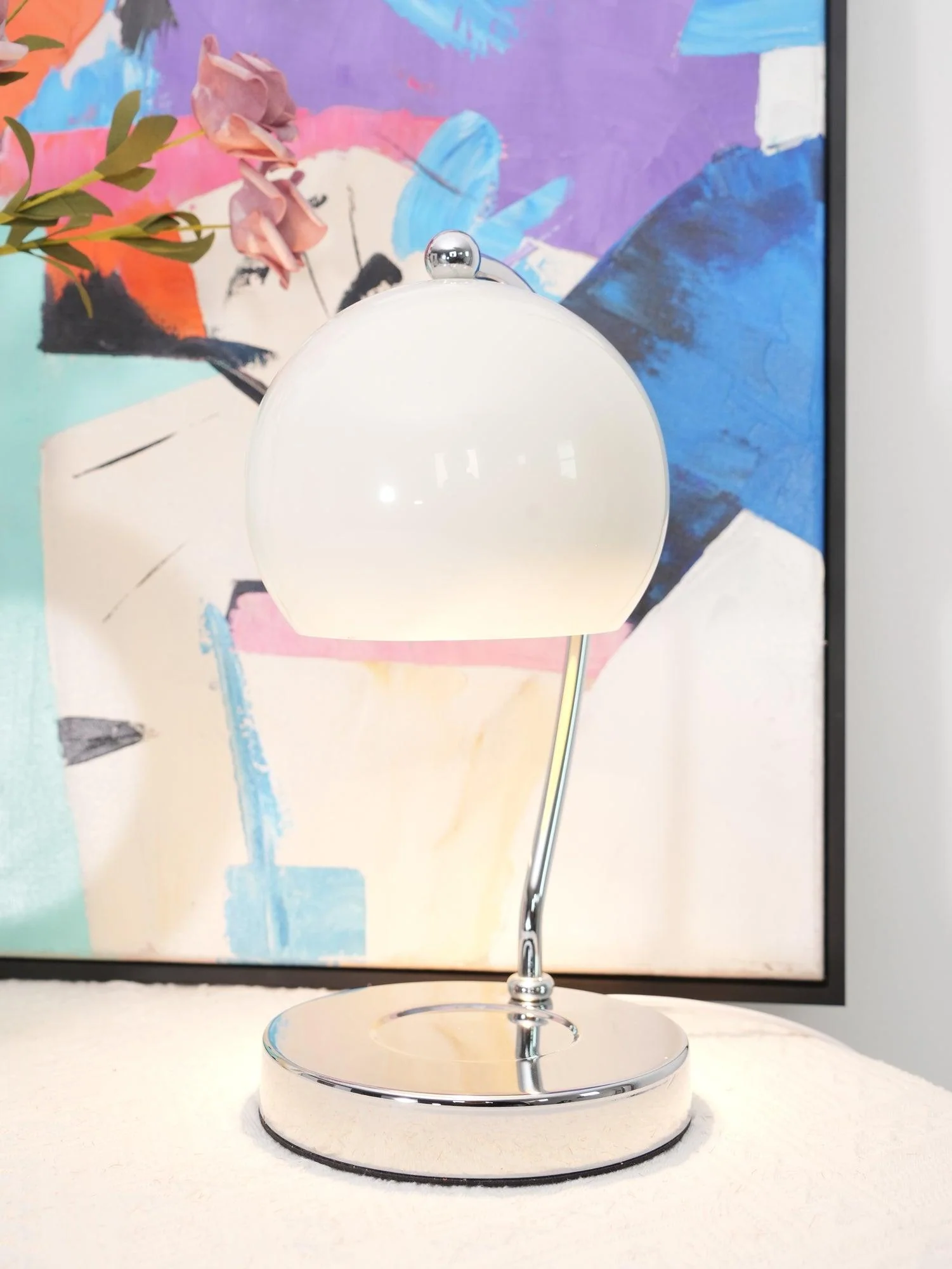 Dennie Warmer Lamp - ∅ 6.7″ x H 12.6″ / Dia 17cm x H 32cm / Chrome & White / AU plug
