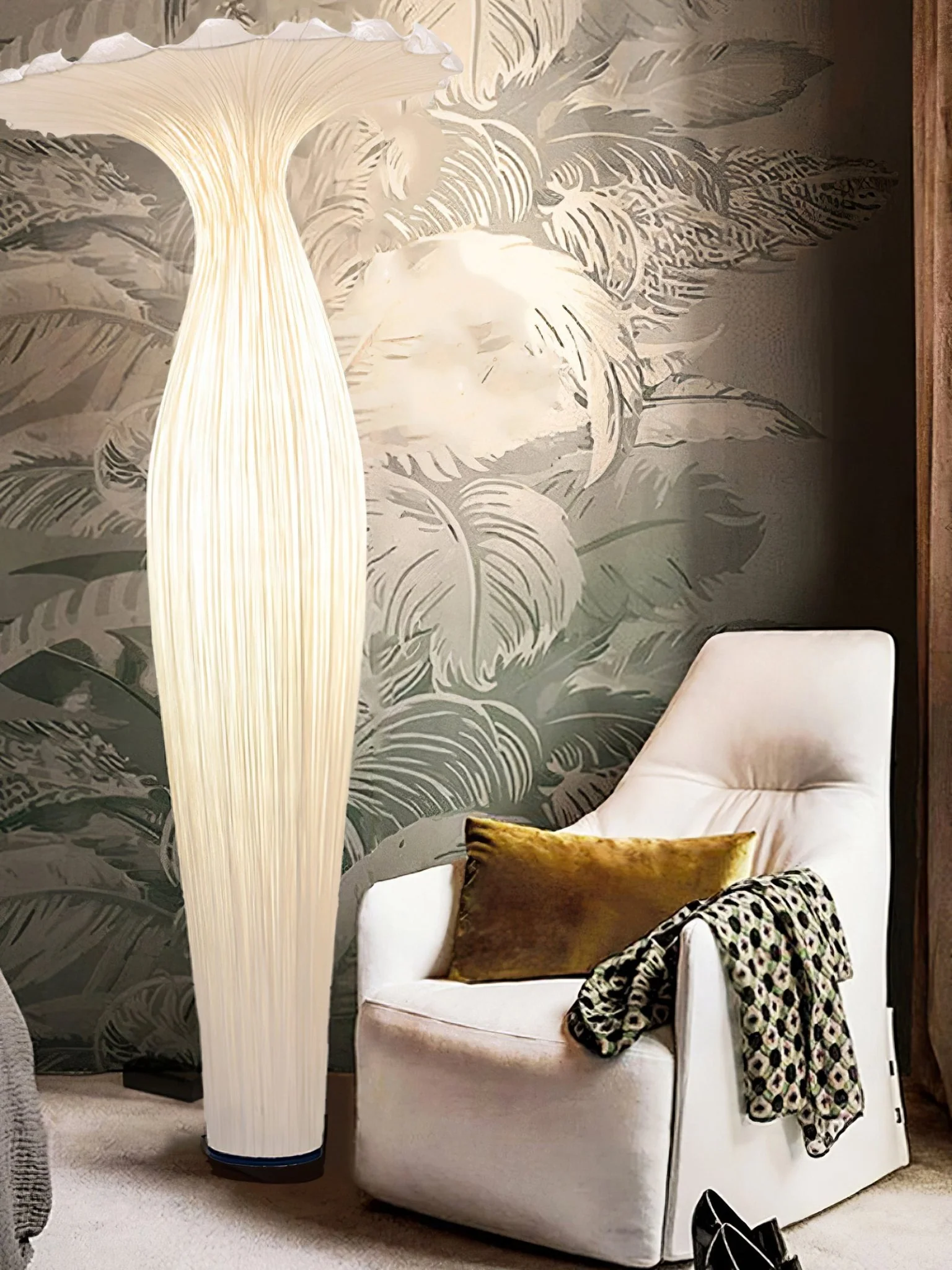 Торшер Vase Fabric - ∅50см x 110см, бежевый