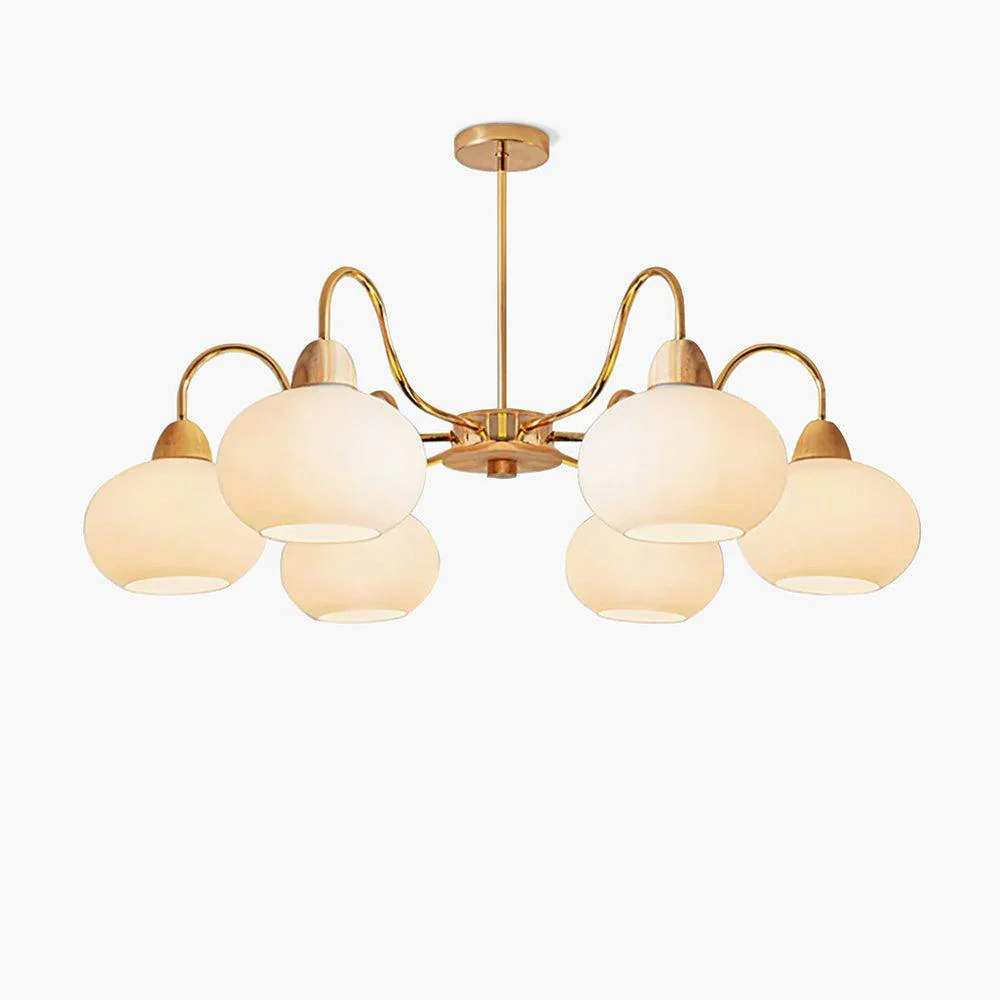 Люстра Glass Persimmon - 5 плафонов ∅66см x 34см, золотой, белое стекло