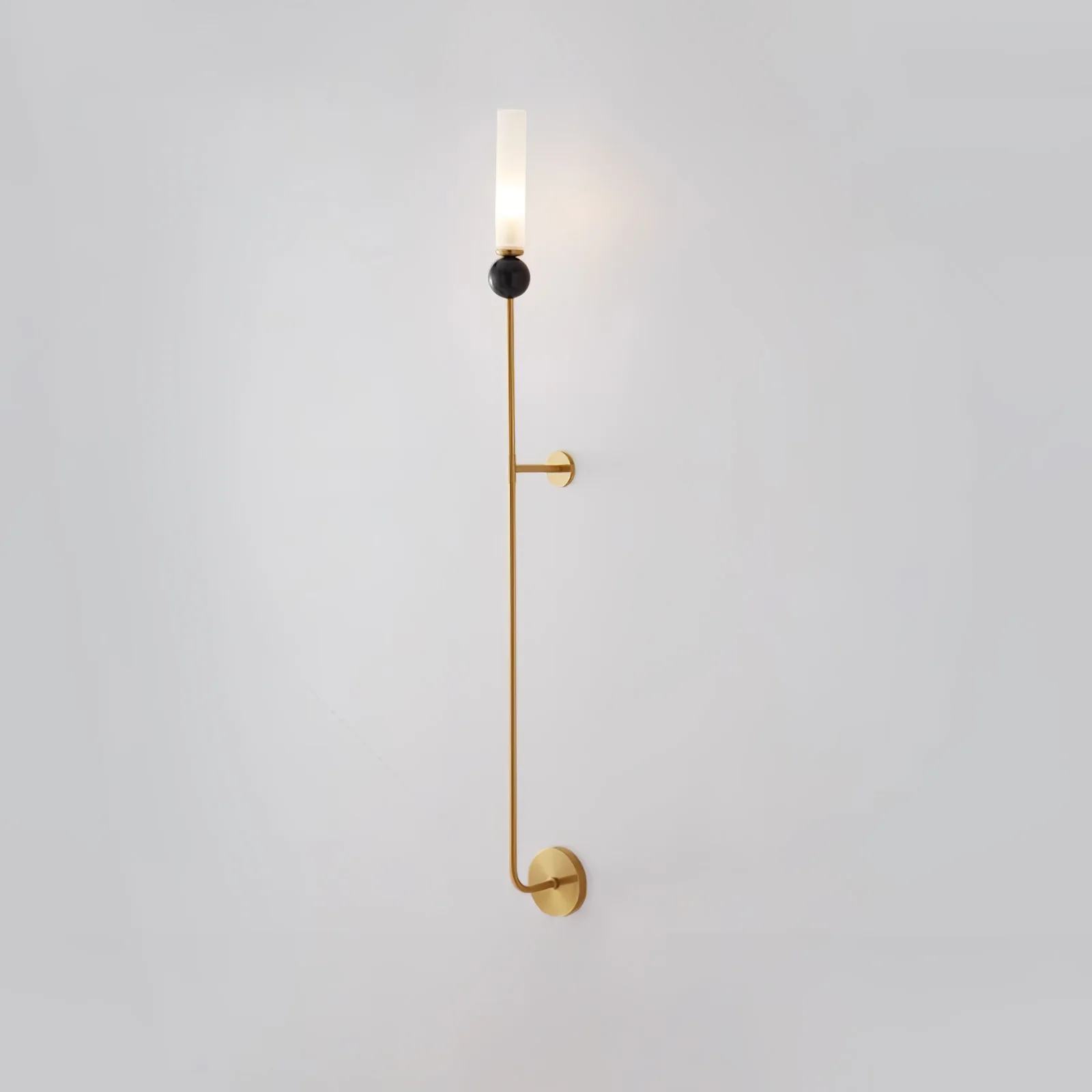 Настенный светильник Marble Vertical - модель C, ∅10см x 115см, черный, черный мраморный шар