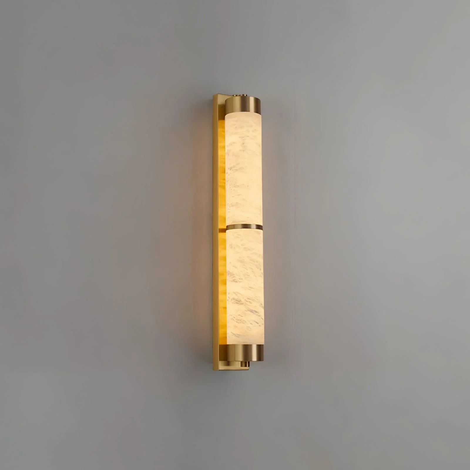 Настенный светильник Cylindra Alabaster Brass - модель B, ∅8см x 60см, черный, белый, холодный свет