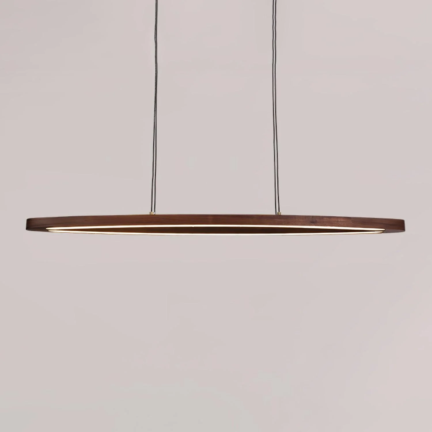 Подвесной светильник Walnut Arc Linear - 90см x 15см x 150см, орех, теплый свет