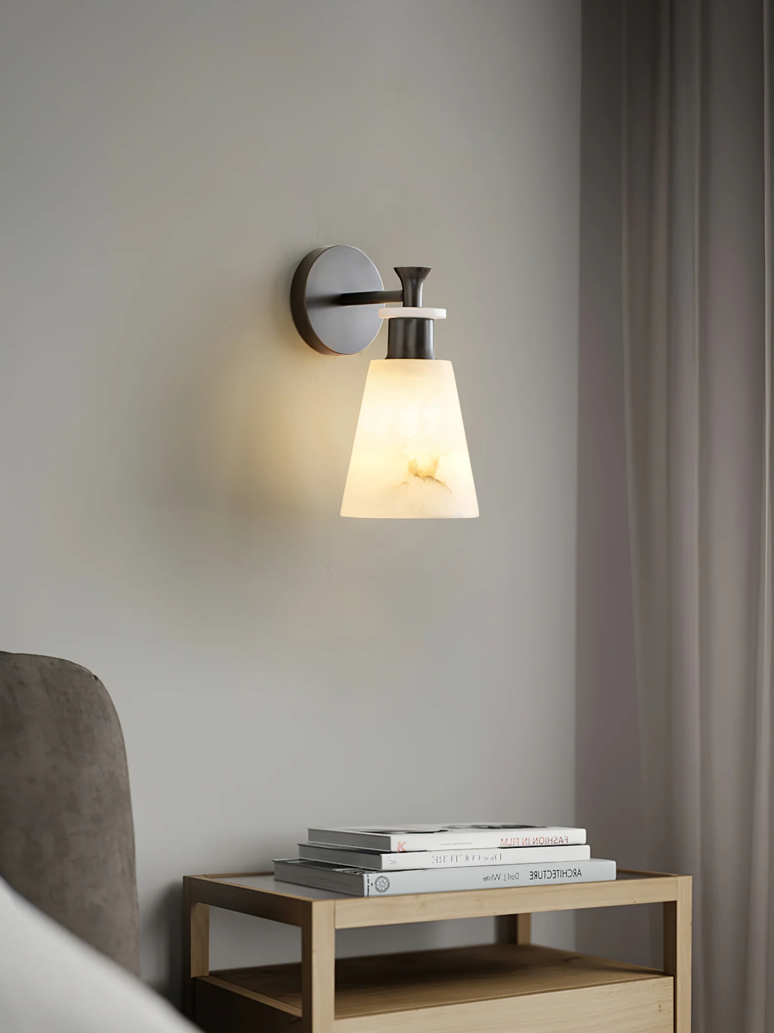 Настенный светильник Tapered Alabaster - ∅12см x 25см, античная медь