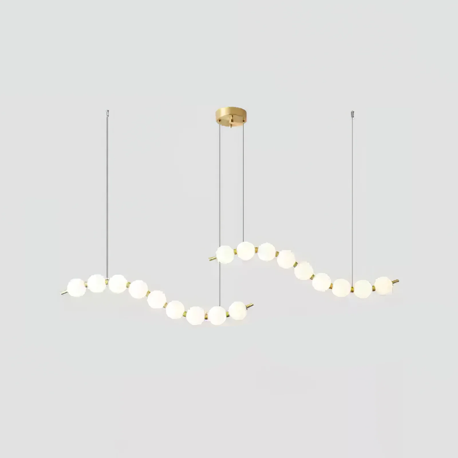 Люстра Acrylic Pearl Necklace - ∅70см x 200см, латунь, белый, теплый свет