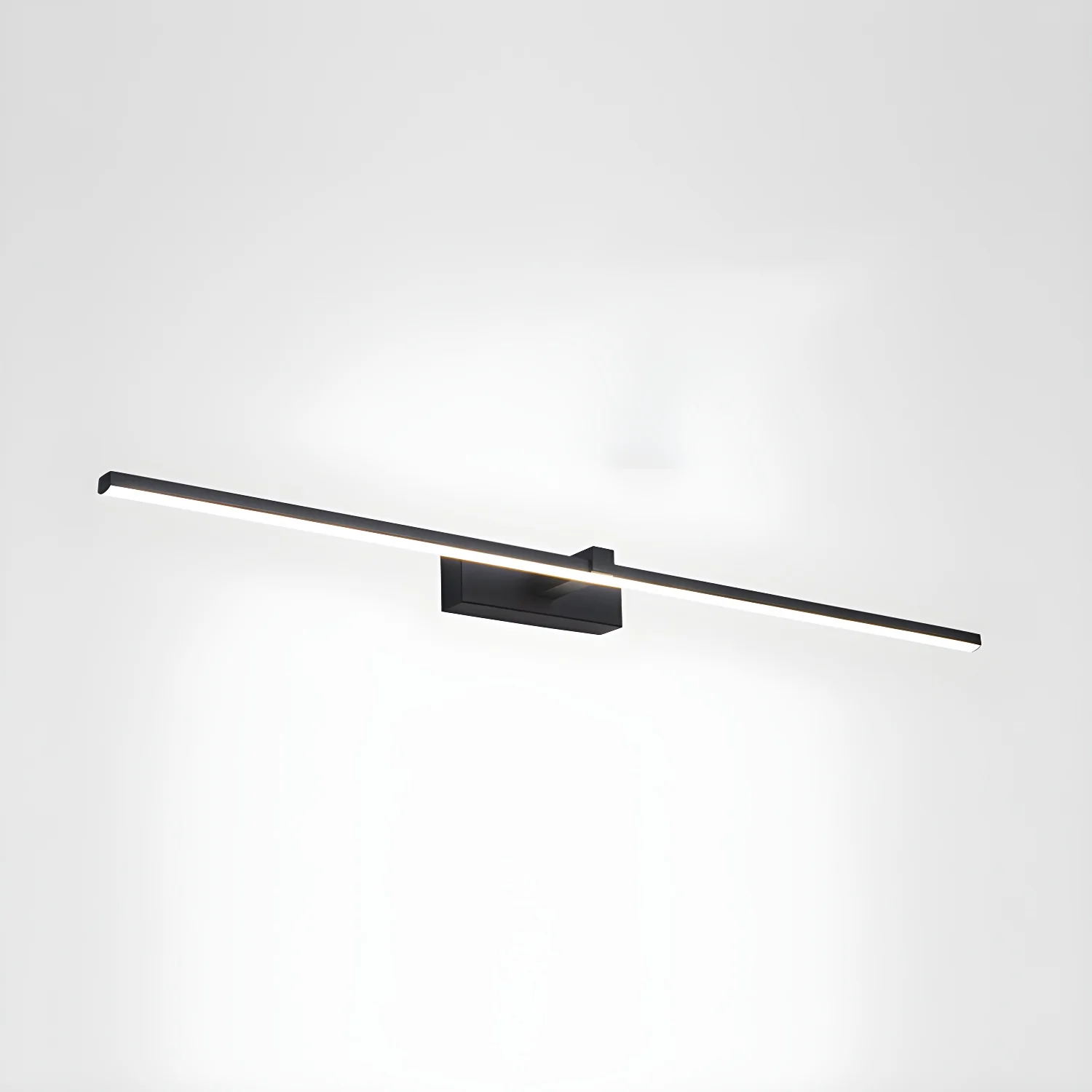 Metal Linear Mirror Wall Light - ∅ 23.6″ x H 3.1″ / Black & Warm Light / Set Of 2