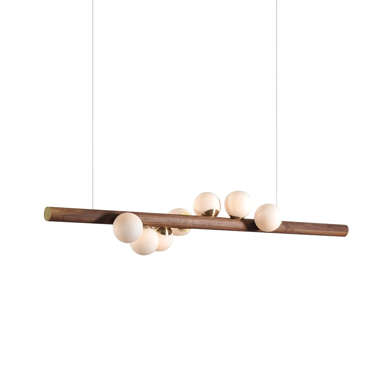 Подвесной светильник Scandinavian Wooden - 5 плафона  80см x 6см, орех, белый