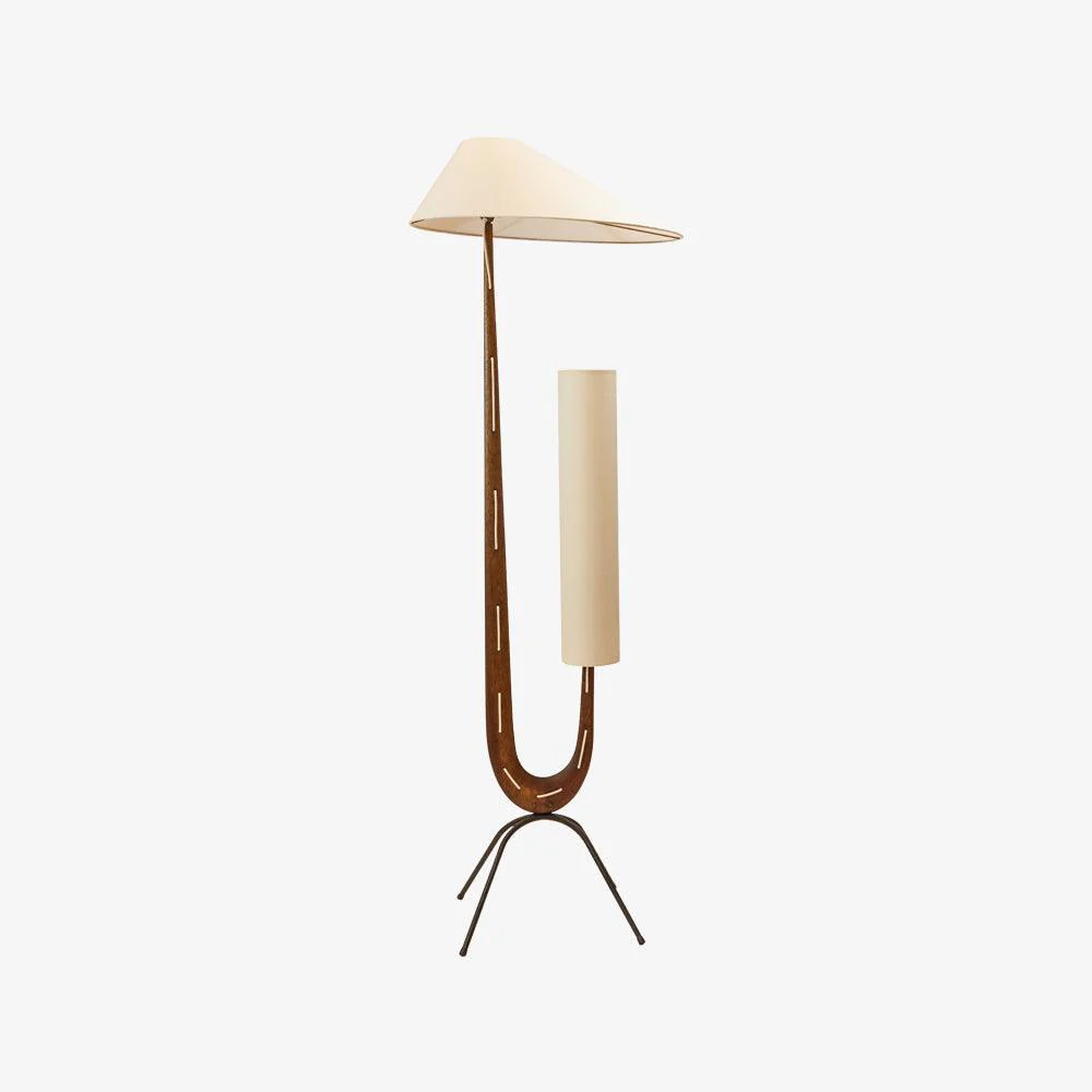 Giraffe Floor Lamp - ∅ 21.6″ x H 63.7″ / Dia 55cm x H 162cm / Walnut & White & Stainless steel / UK plug