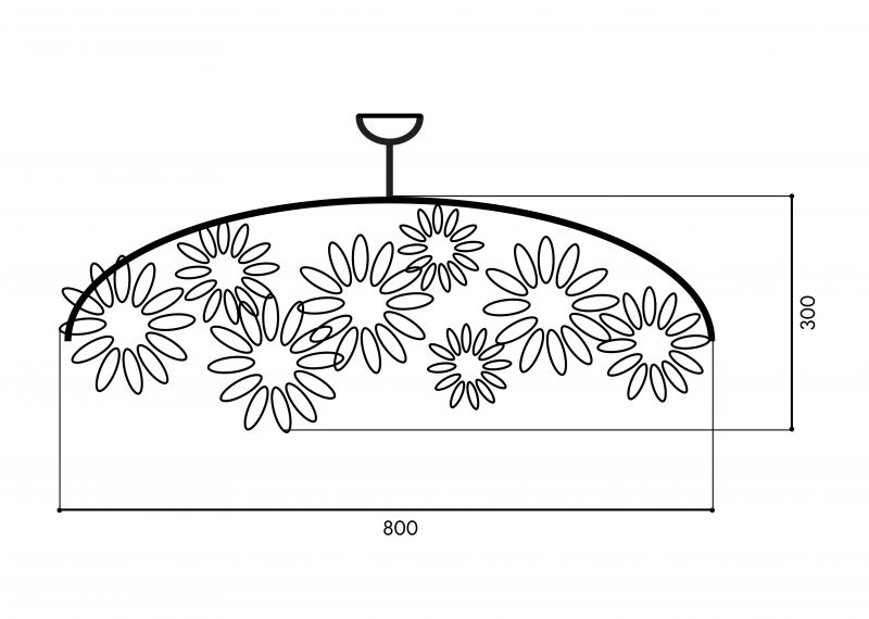 Люстра Singularis craft Flowers черный глянец 800*300*800