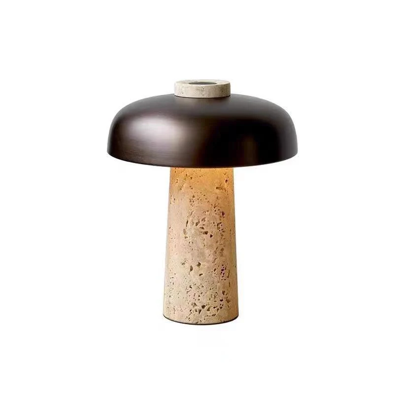 Настольный светильник Terra Dome - ∅35см x 43см, желтый травертин, белый