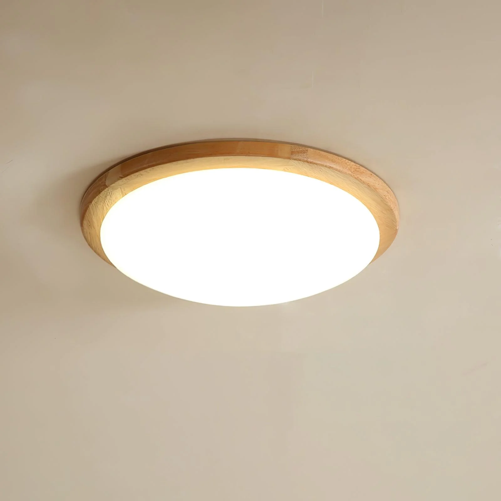 Потолочный светильник Drum Wood - круг, ∅40см x 10см, дерево, 3000-6500К