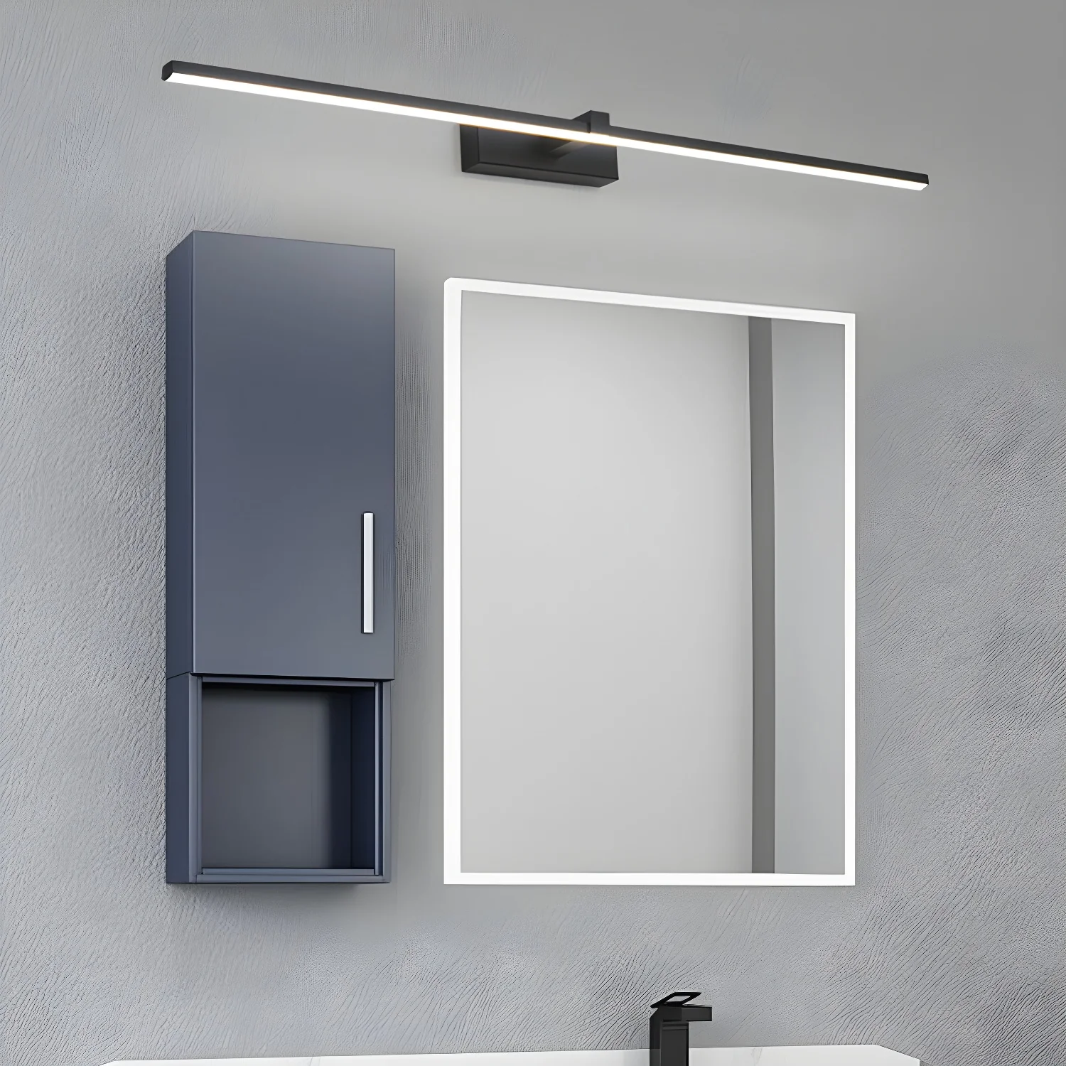 Metal Linear Mirror Wall Light - ∅ 23.6″ x H 3.1″ / Black & Warm Light / Set Of 2