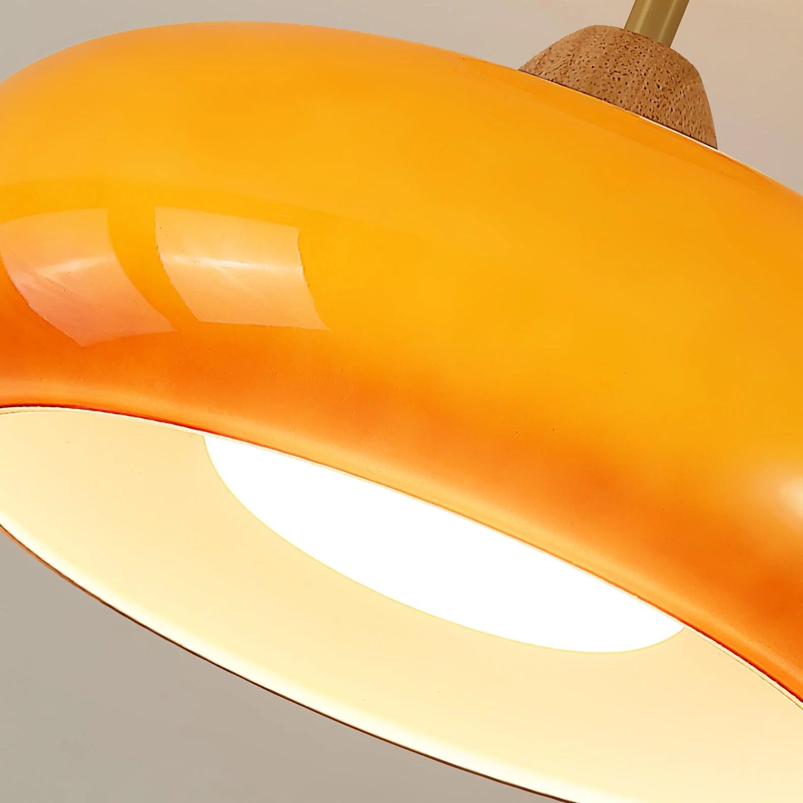Потолочный светильник Plafonnier - ∅28см x 20см, дерево, оранжевый