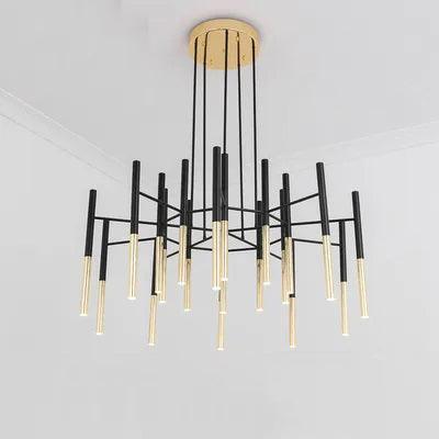 Люстра Metal Tubular - 12 подвесов ∅60см x 45см, черный, золотой