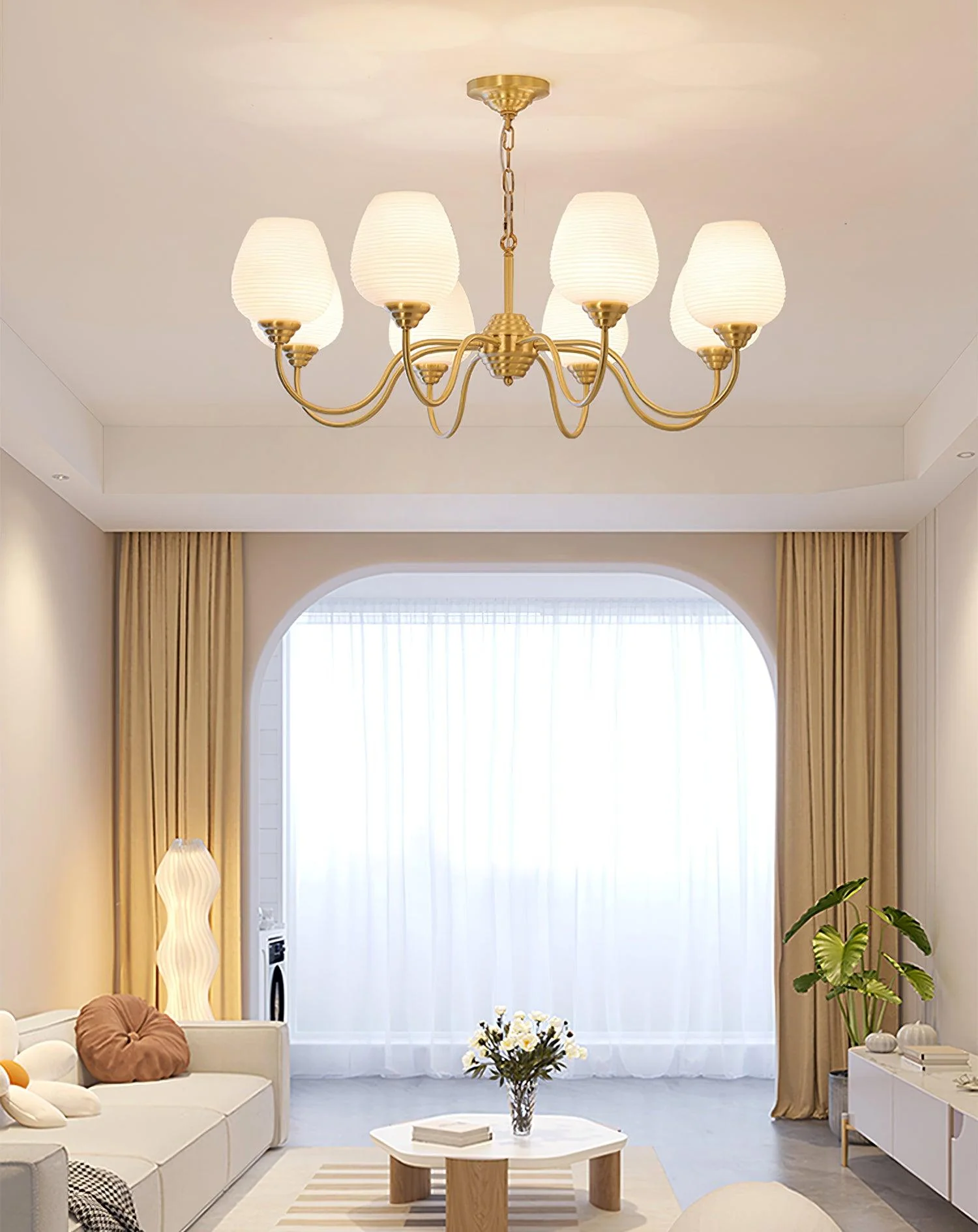 Люстра Endon Alton - 3 плафона ∅63см x 26см, латунь, белый