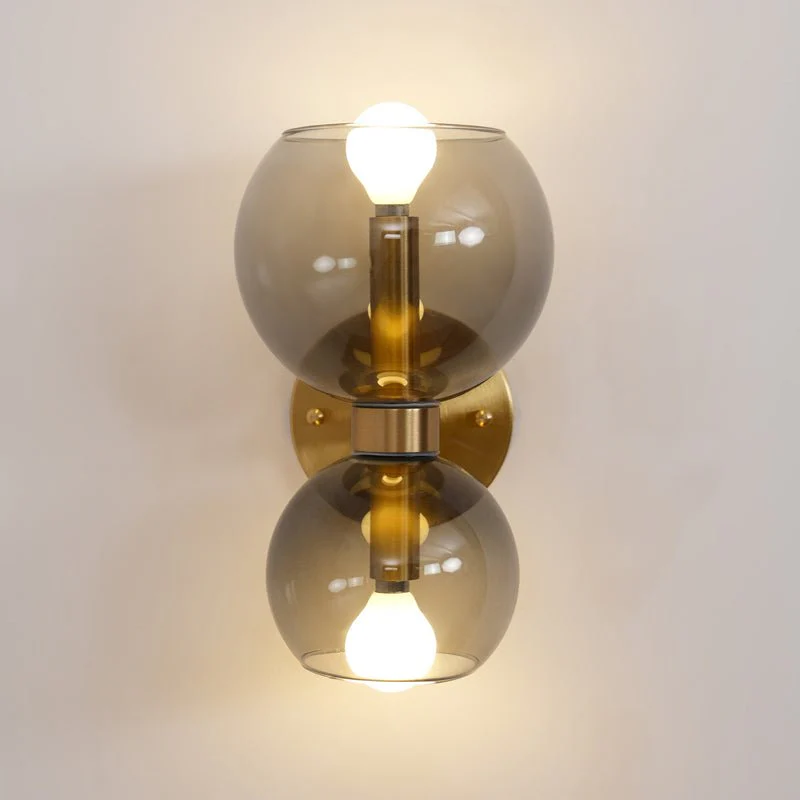 Round Pearl Sconce - Set of 2 / Brass / Smoke grey