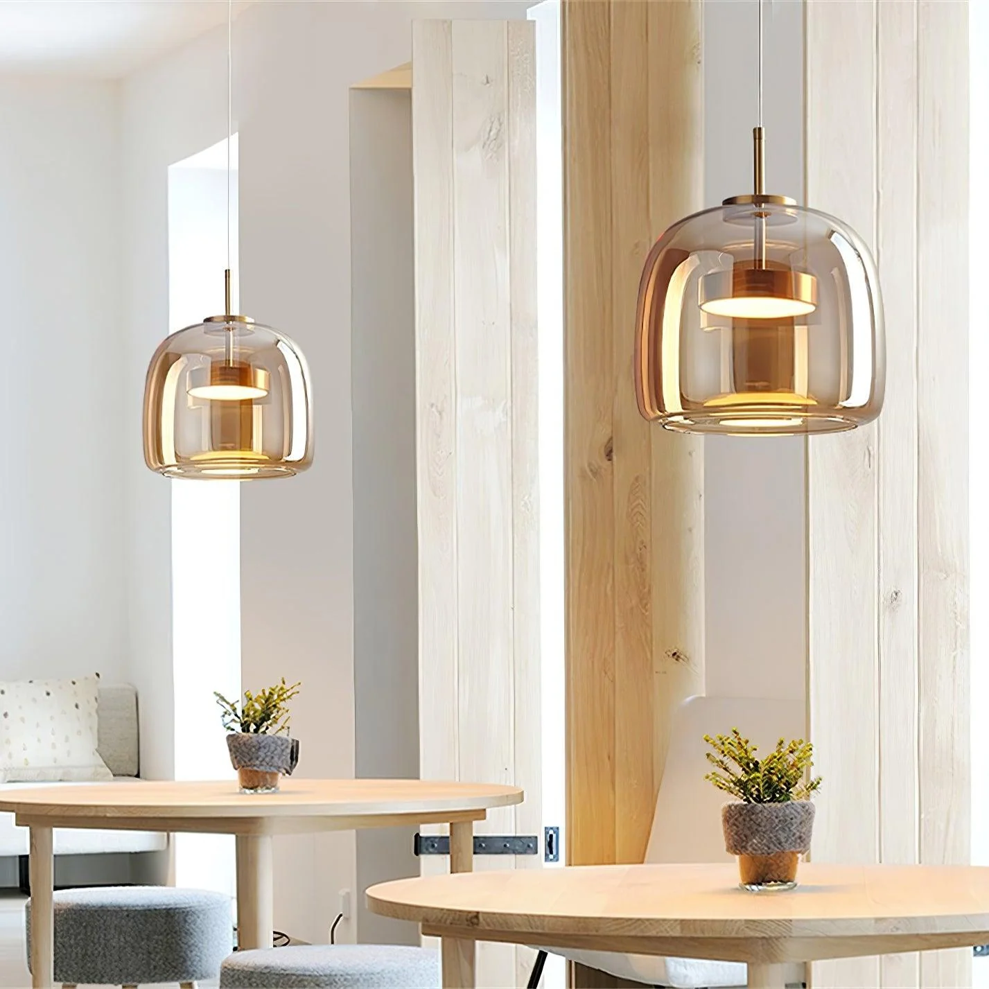 Подвесной светильник Metro Sphere Glass - ∅26см x 25см, черный, дымчато-серый, теплый свет
