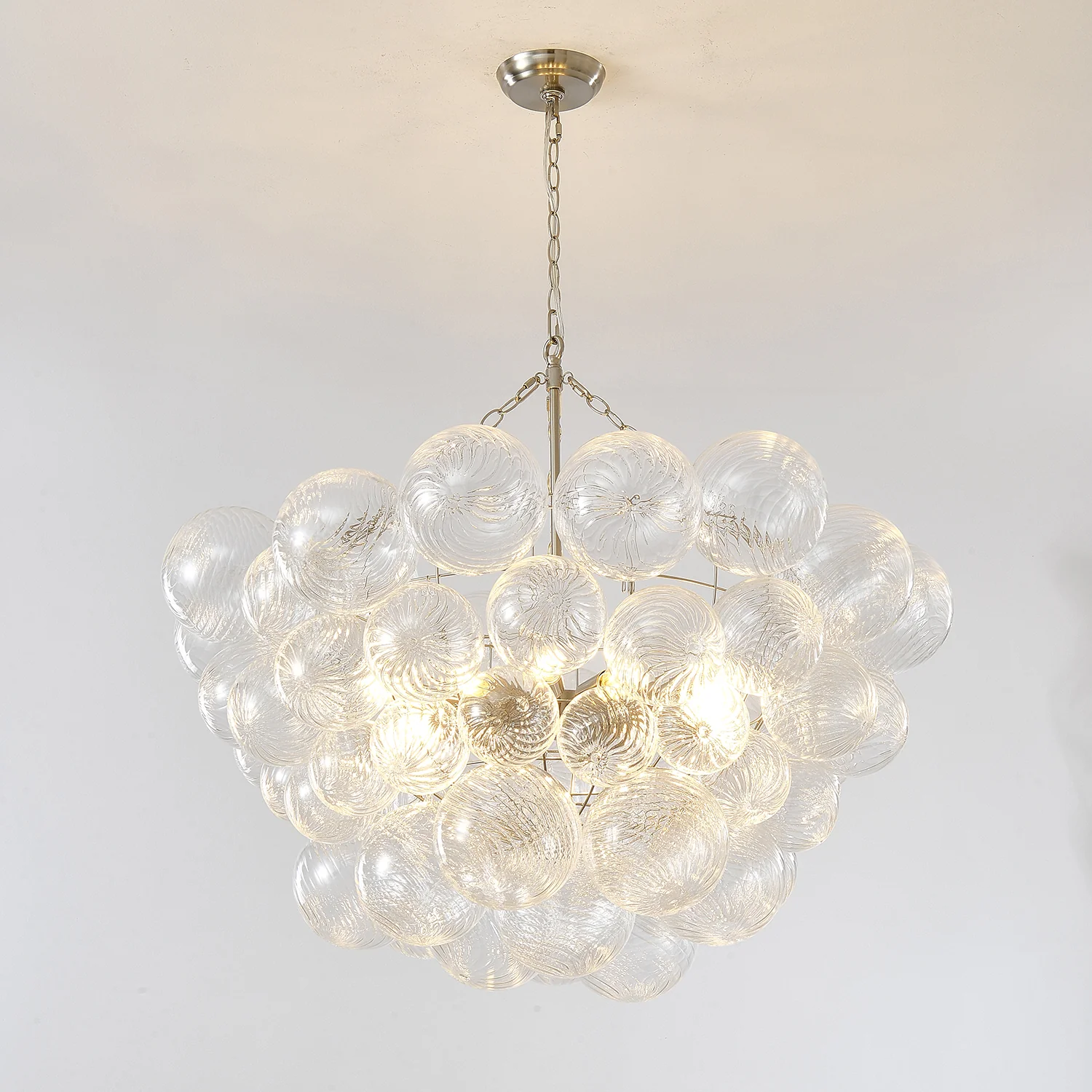 Люстра Glass Ball Bubbles - 10 плафонов ∅76см x 56см, никель, прозрачный