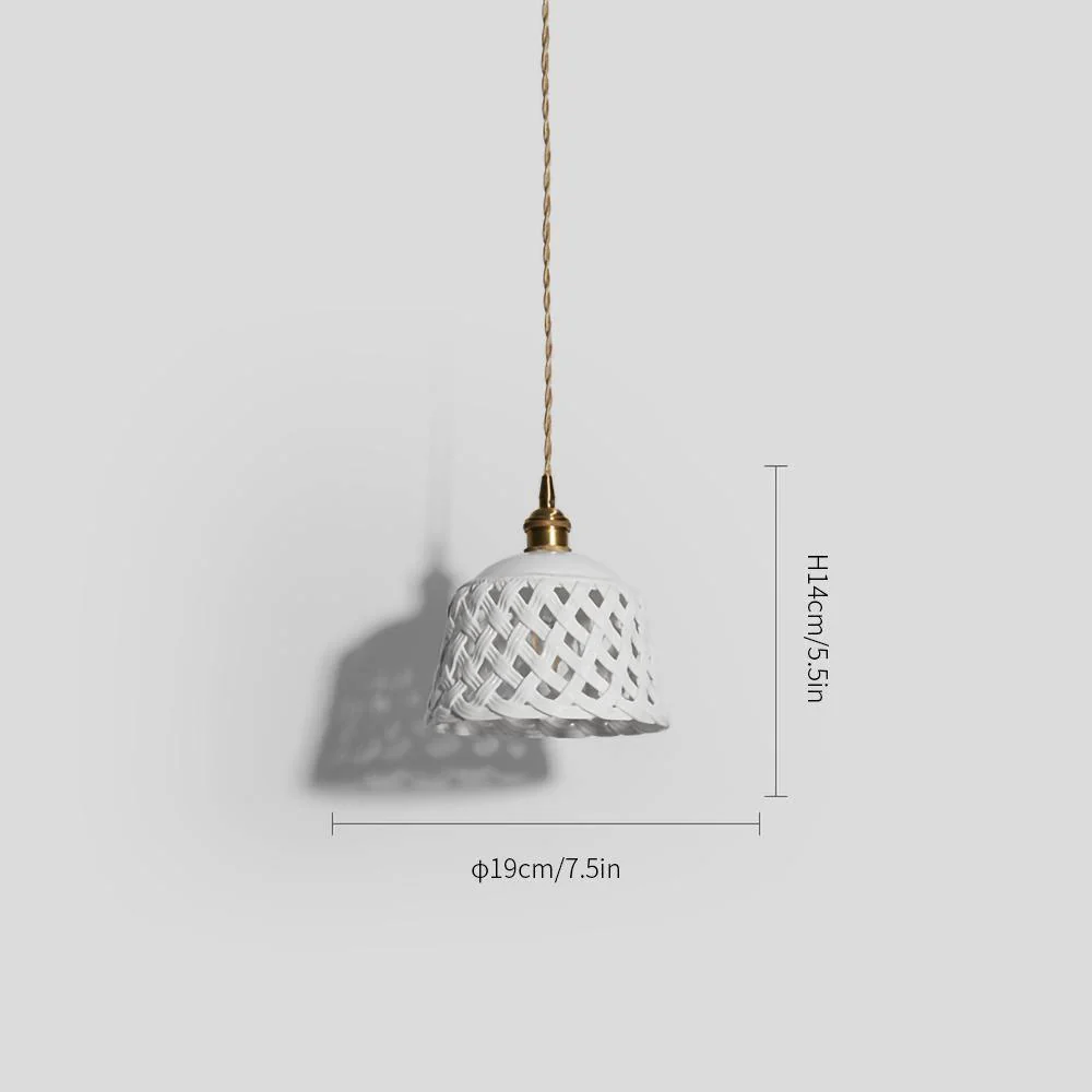 Подвесной светильник Openwork Ceramic Pendant Swag - 2 подвеса ∅15см x 10см, латунь, белый