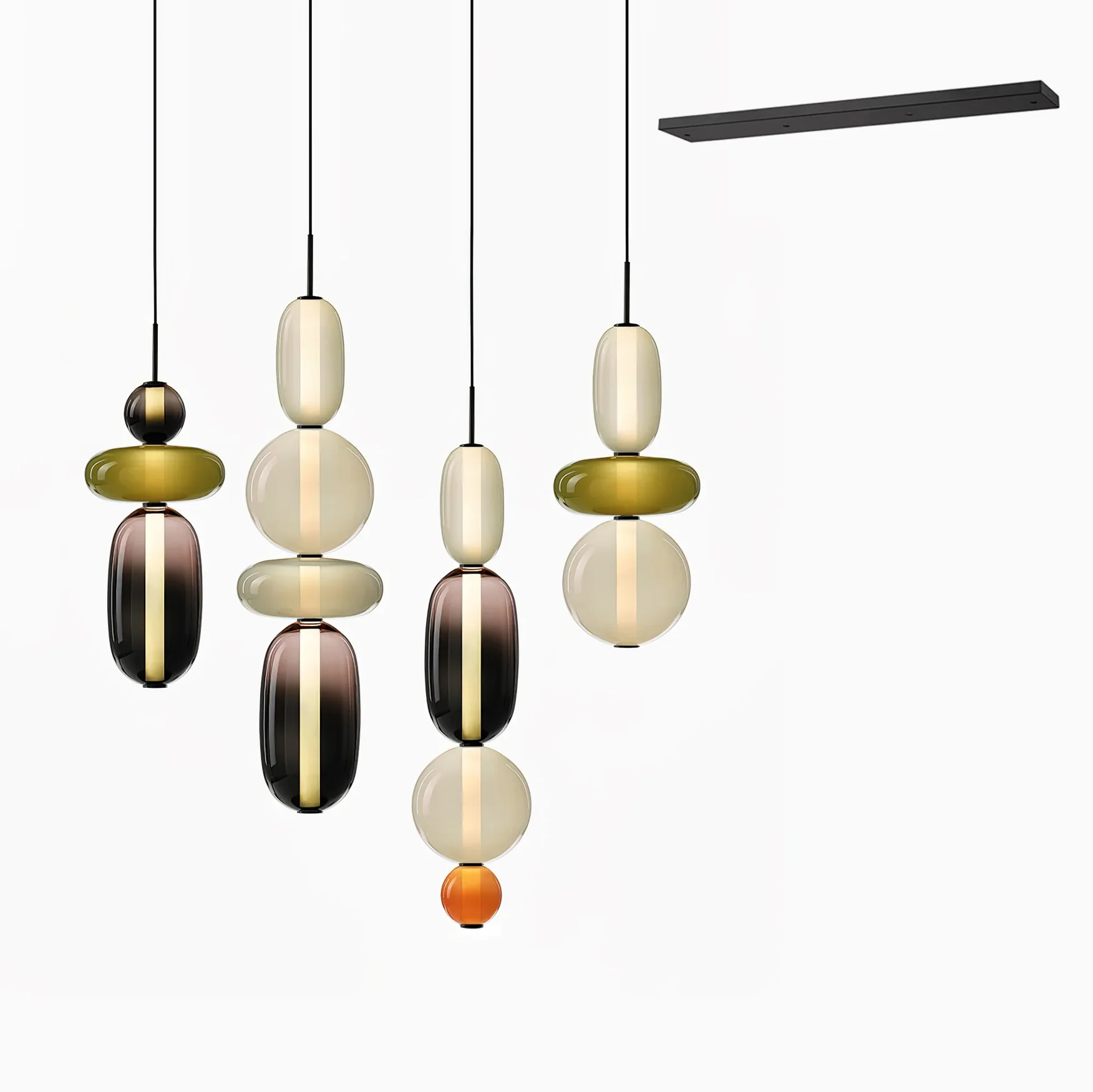 Подвесной светильник Candied Glass Combo - круглое крепление, 3 подвеса ∅30см x 150см, холодный свет