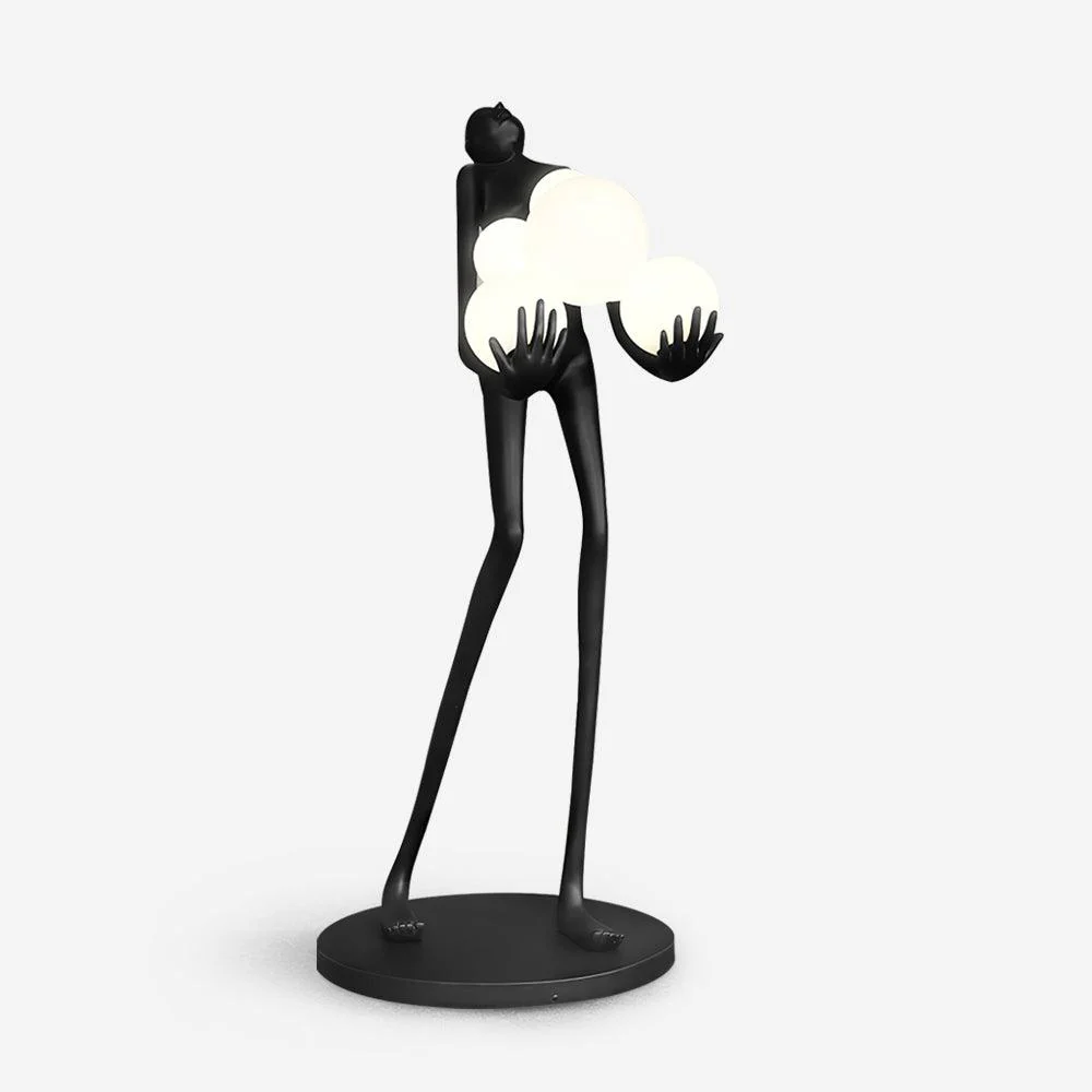 Торшер Embrace Sculpture - ∅77см x 200см, черный, синий стеклянный шар