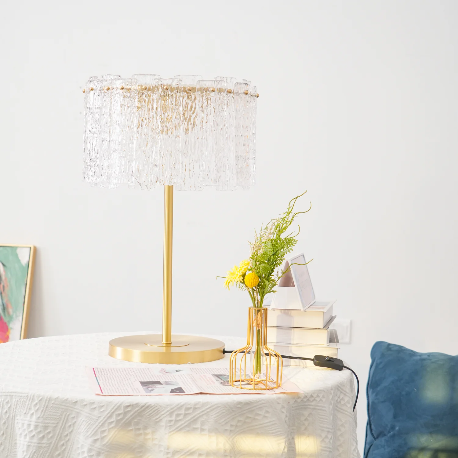 Skylar Table Lamp - ∅ 13.7″ x H 23.6″/ Dia 35cm x H 60cm / Brass & Clear / AU plug