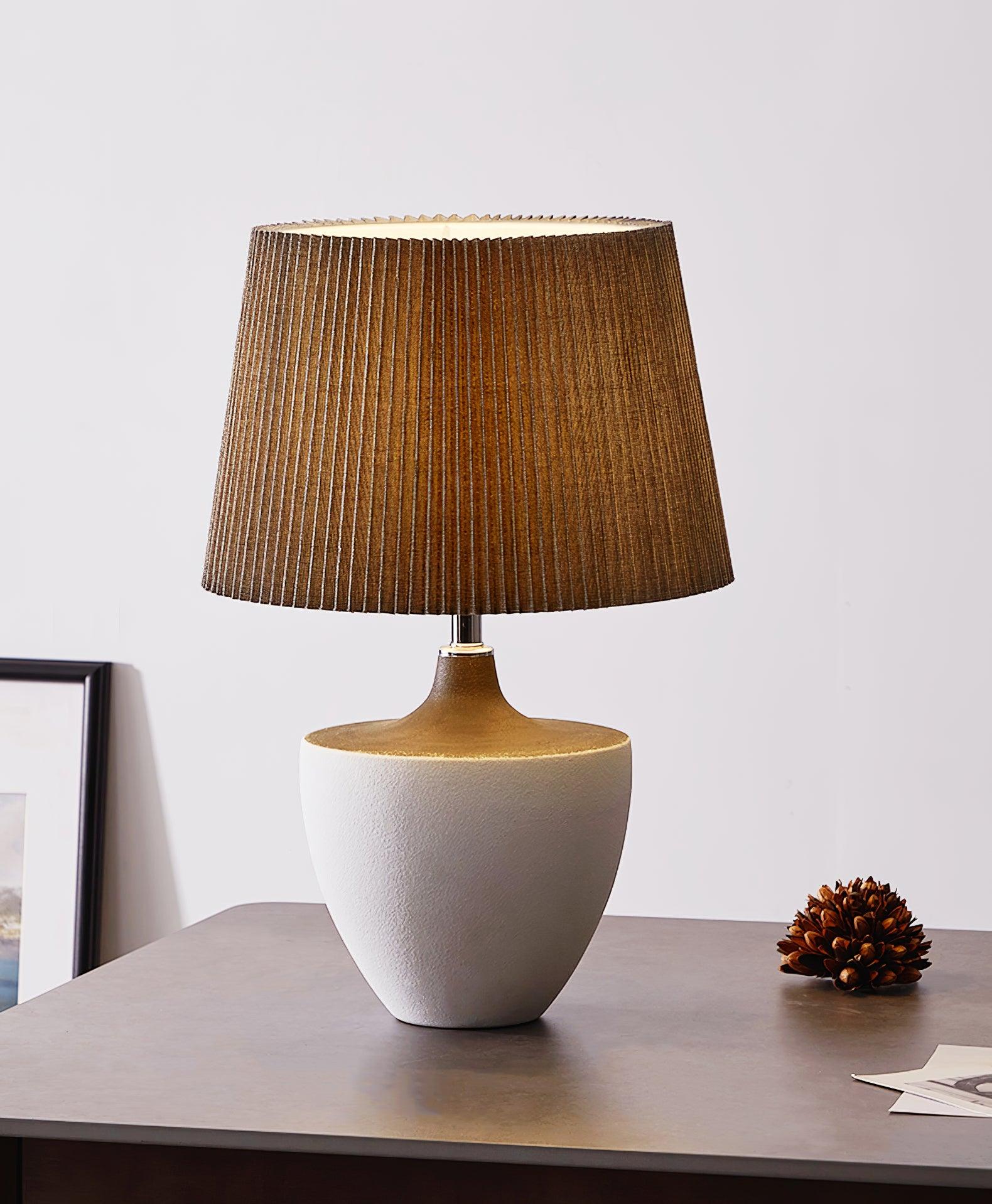 Ghassan Table Lamp - ∅ 13″ x H 15.4″ / Dia 33cm x H 39cm / Grey / UK plug
