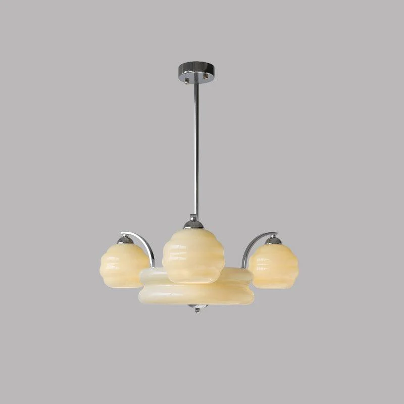 Люстра Art Deco Vintage - 3+1 плафона ∅62см x 28см, золотой, белый