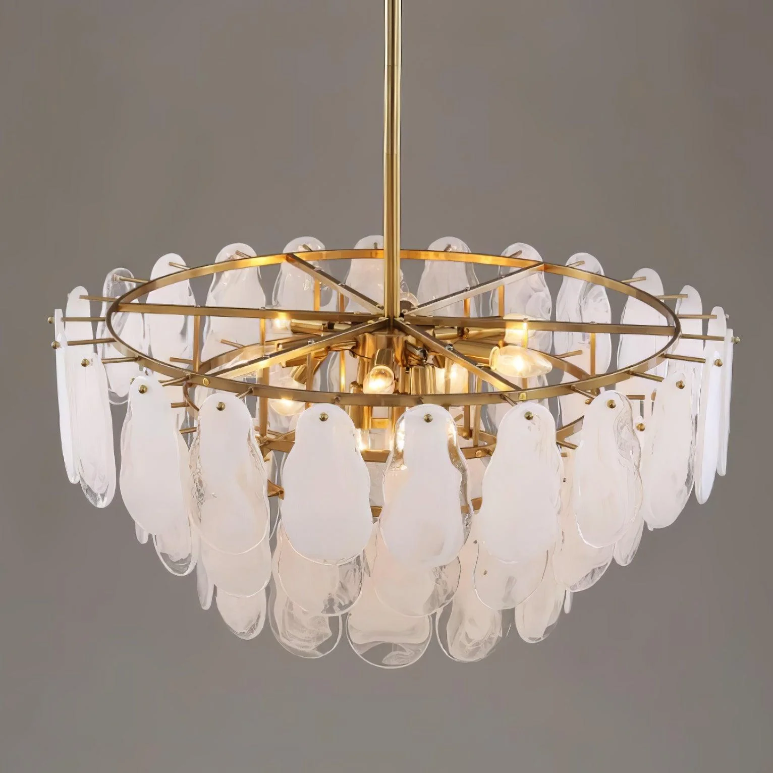 Люстра Round Cloud Glass - ∅60см x 50см, латунь, белый