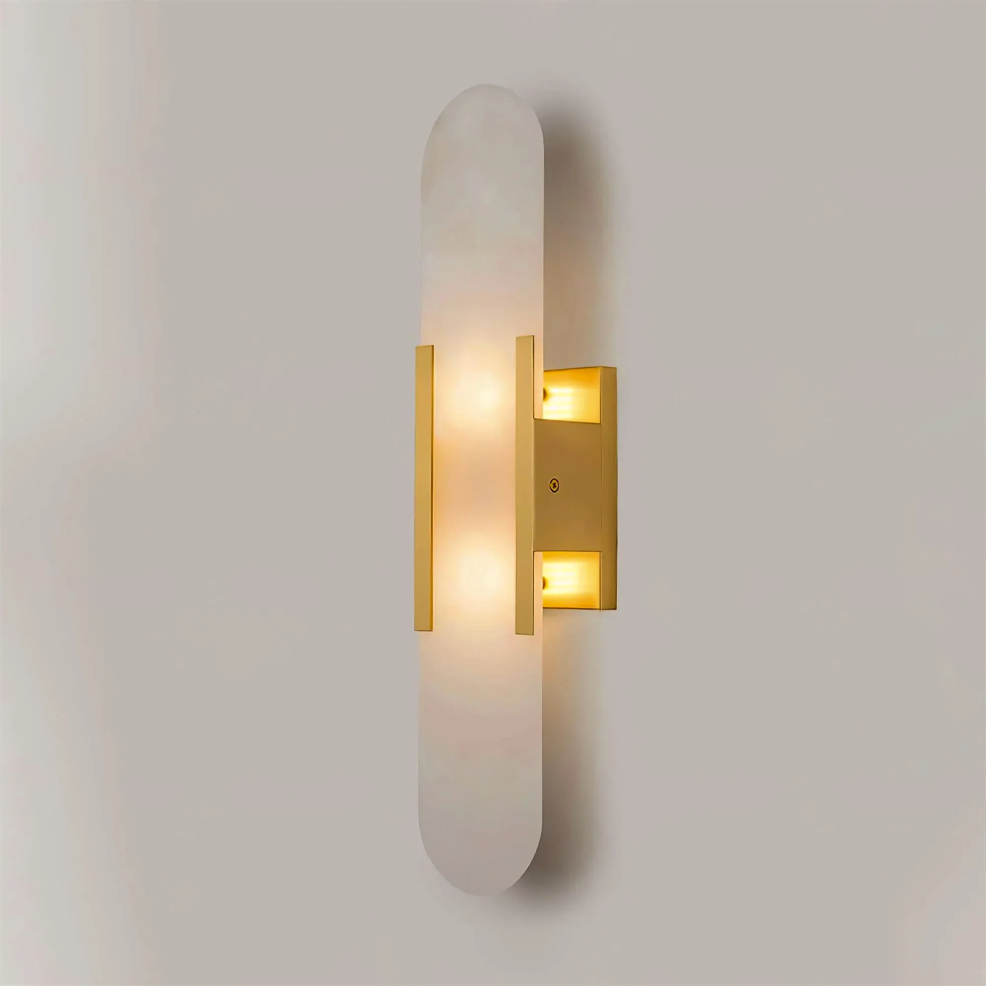 Melange Elongated Alabaster Wall Lamp - Dia 10cm x H 35cm Set of 2 / Black