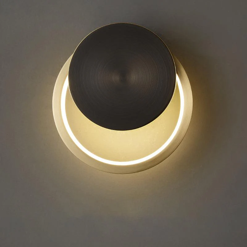 Ring Shaped LED Wall Light - Dia 20cm Set of 2 / Black & Brass / Three-Color Changing Light
