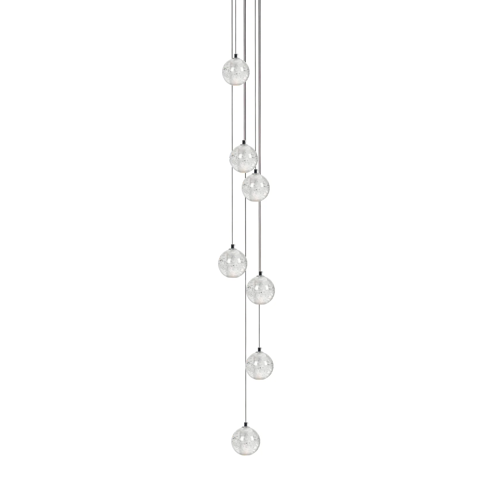 Подвесной светильник Crystal Bubbles Balls - круглое крепление, 9 подвесов ∅40см x 200см, хром, прозрачный