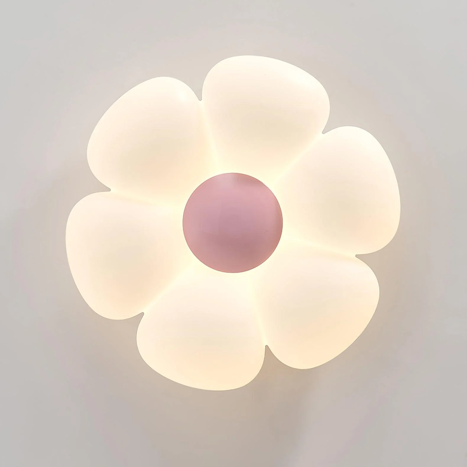 Потолочный светильник Six-leaf Flower Kids Room - ∅50см x 12см, розовый, теплый свет