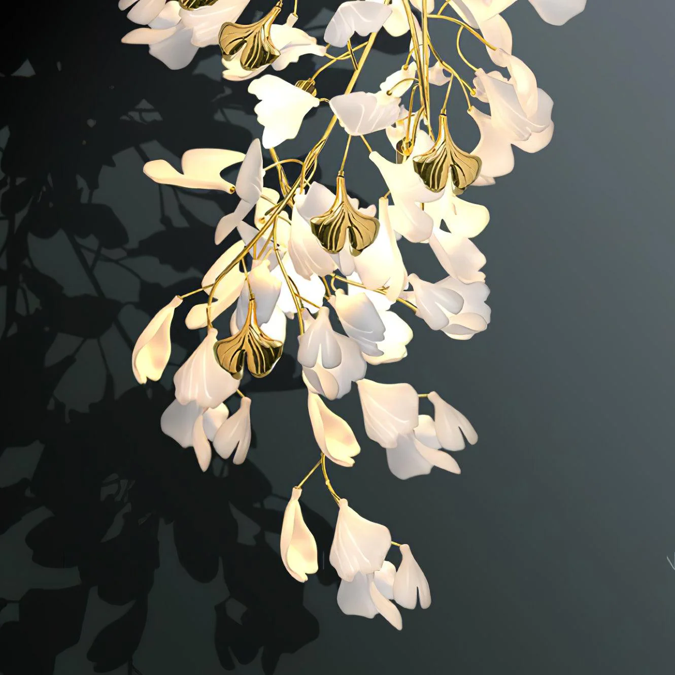 Настенный светильник Gingko Flowers Plug-in - ∅30см x 60см, золотой, белый