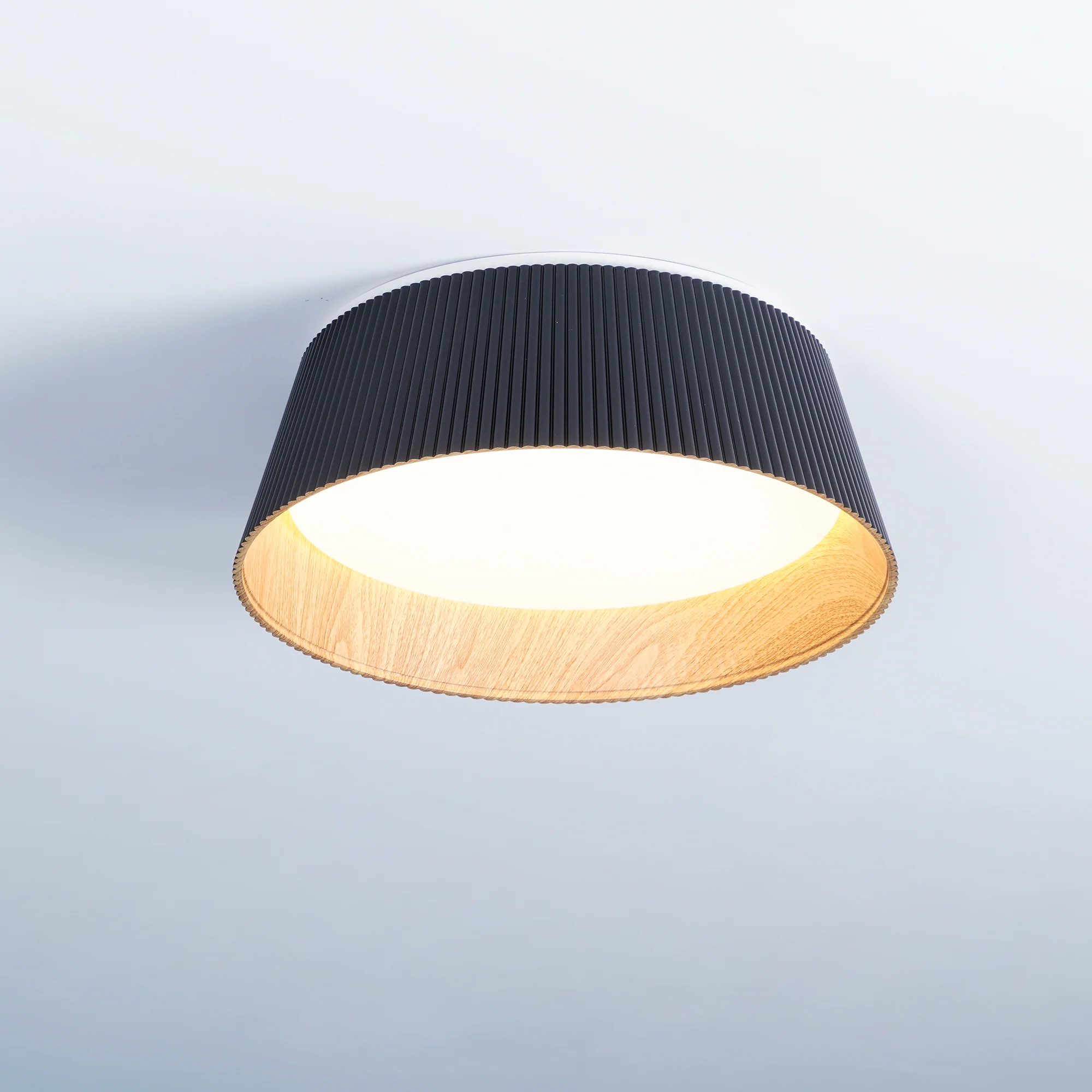 Потолочный светильник Modern Ribbed - ∅46см x 15см, черный, холодный свет