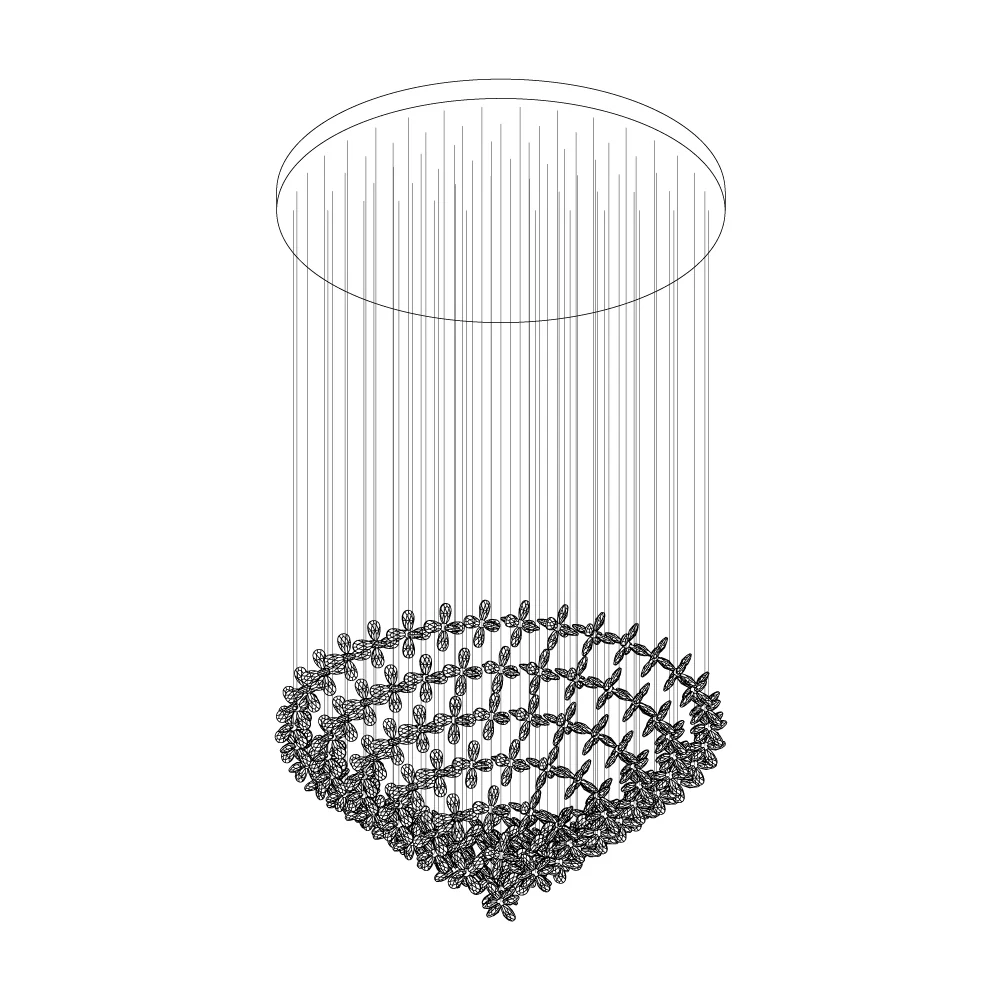 Люстра Floating Butterfly - круглое основание ∅80см x 150см, серебряный, прозрачный, холодный свет