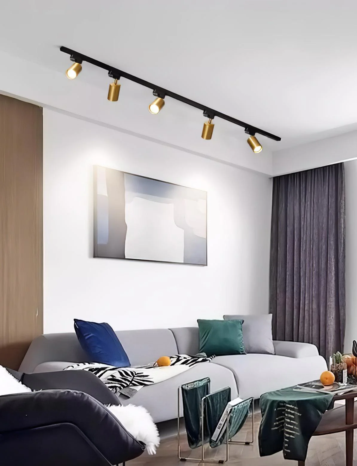 Трековый светильник Adjustable Spotlight - 3 источника света ∅100см x 11см, черный, золотой, теплый свет