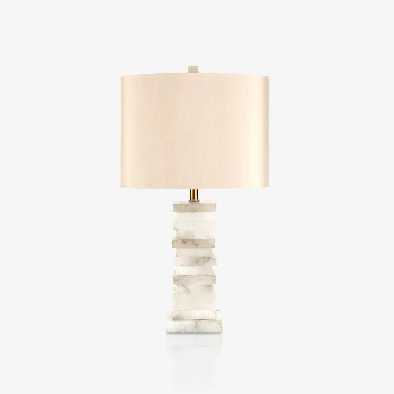 Stacked Alabaster Table Lamp - ∅ 14.2″ x H 25.6″ / Dia 36cm x H 65cm / White / AU plug