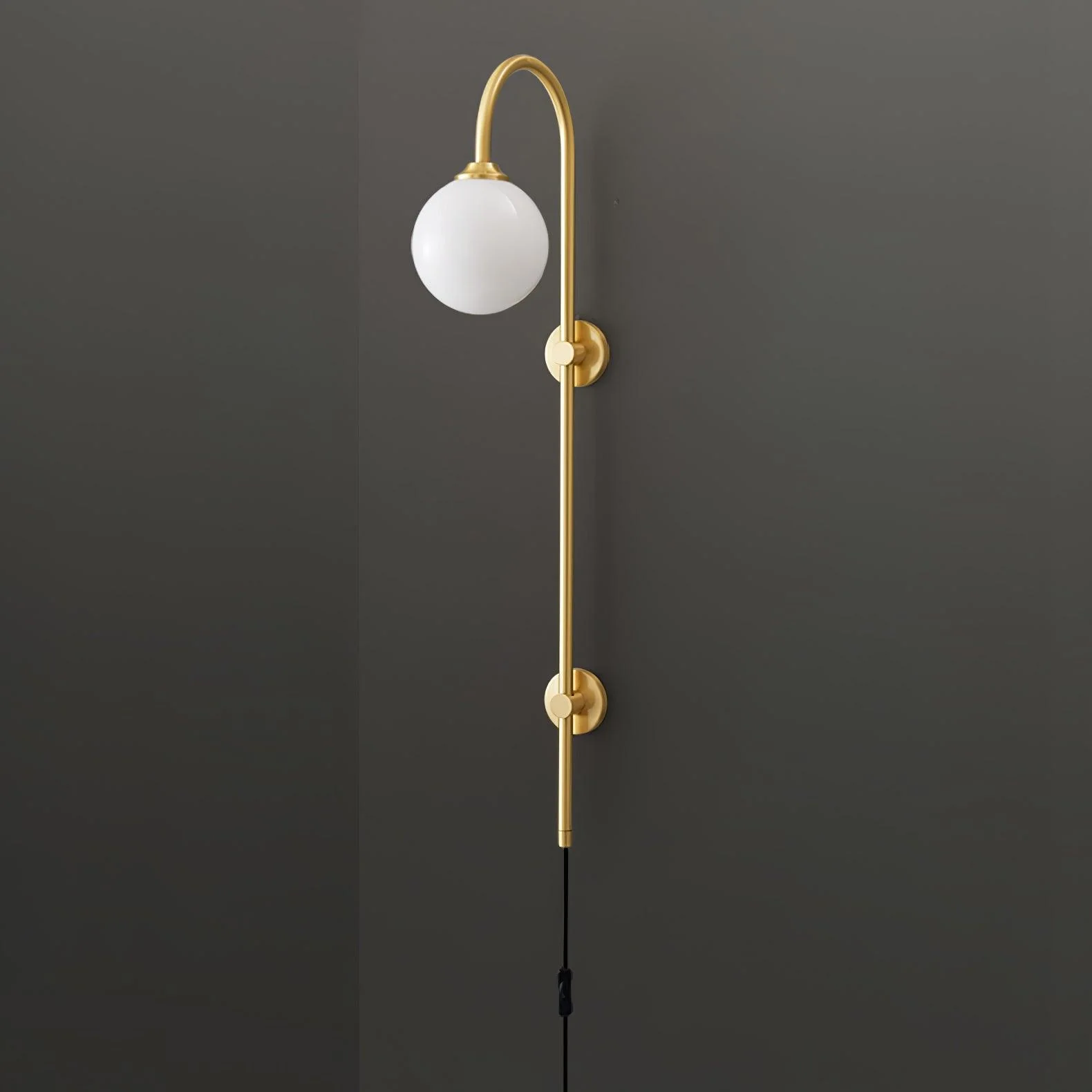 Настенный светильник Globe Brass Plug-in - ∅15см х 120см, золотой, белый
