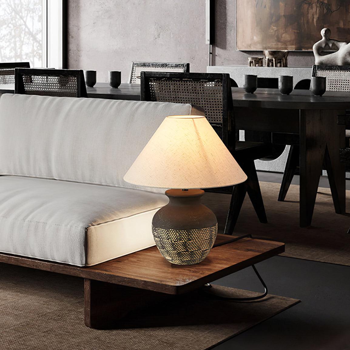 Настольный светильник Ansel Ceramic - ∅45см x 51см, черный, бежевый