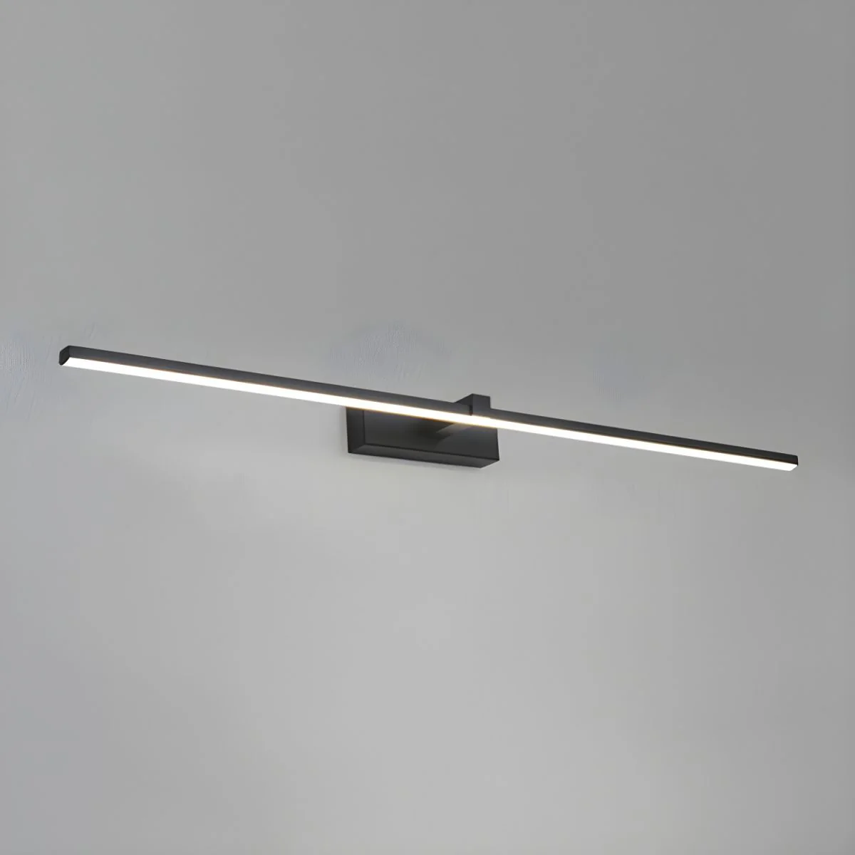 Metal Linear Mirror Wall Light - ∅ 23.6″ x H 3.1″ / Black & Warm Light / Set Of 2
