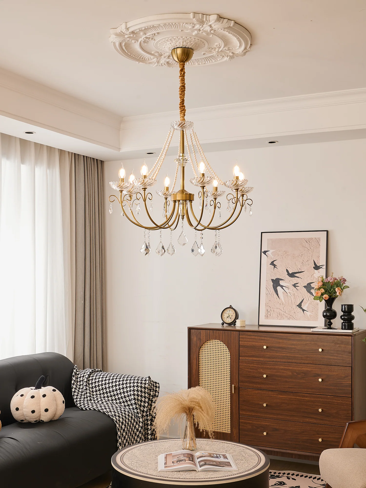Люстра Imperial Pearl Crystal - 6 плафонов ∅72см x 65см, золотой, прозрачный