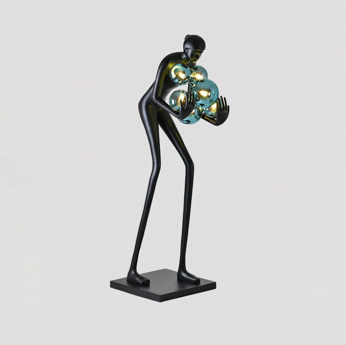 Торшер Sentinel Sculpture - ∅60см x 181см, черный, белый стеклянный шар