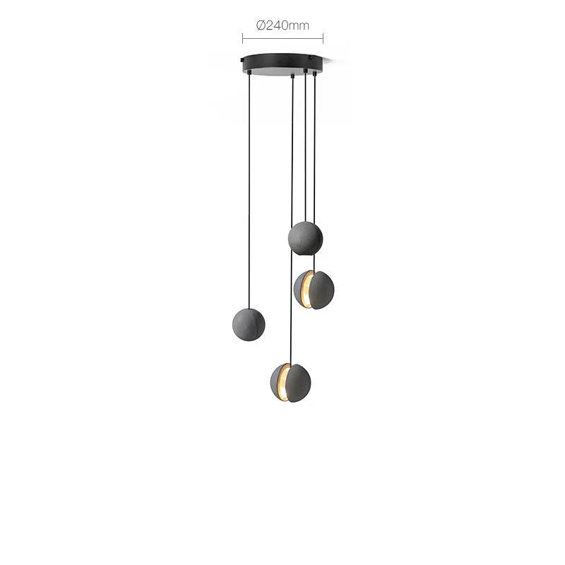 Подвесной светильник Moon Concrete - 2 плафона ∅24см x 150см, серый