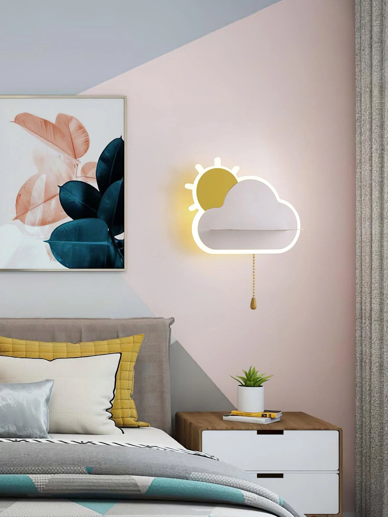 Настенный светильник Dreamier Cloud - ∅27см x 15см, розовый, теплый свет