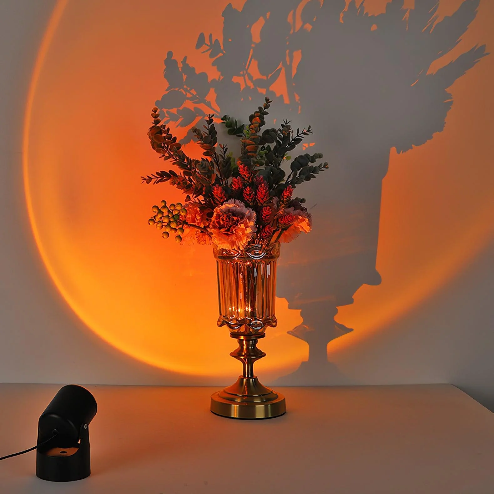 Sunset Projection LED Table Light - Symphony blue Set of 2 / Black / USB Plug