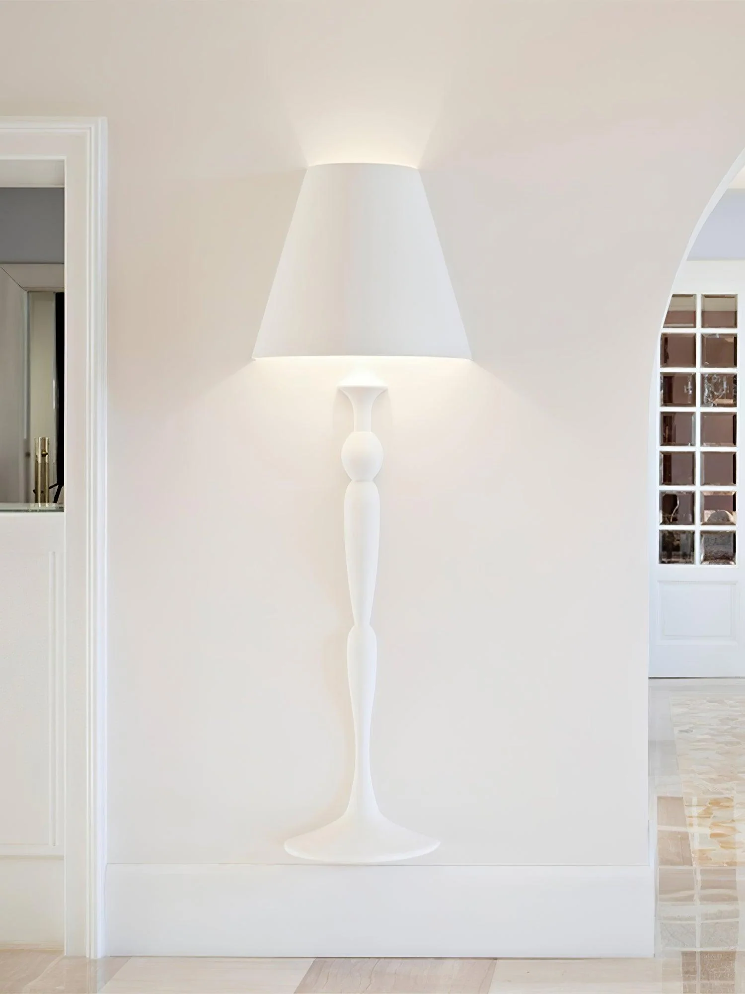 Plaster Picture Wall Lamp - ∅ 15.6″  x H 25.8″ / Dia 39.5cm x H 65.5cm Set of 2 / White / Cool Light