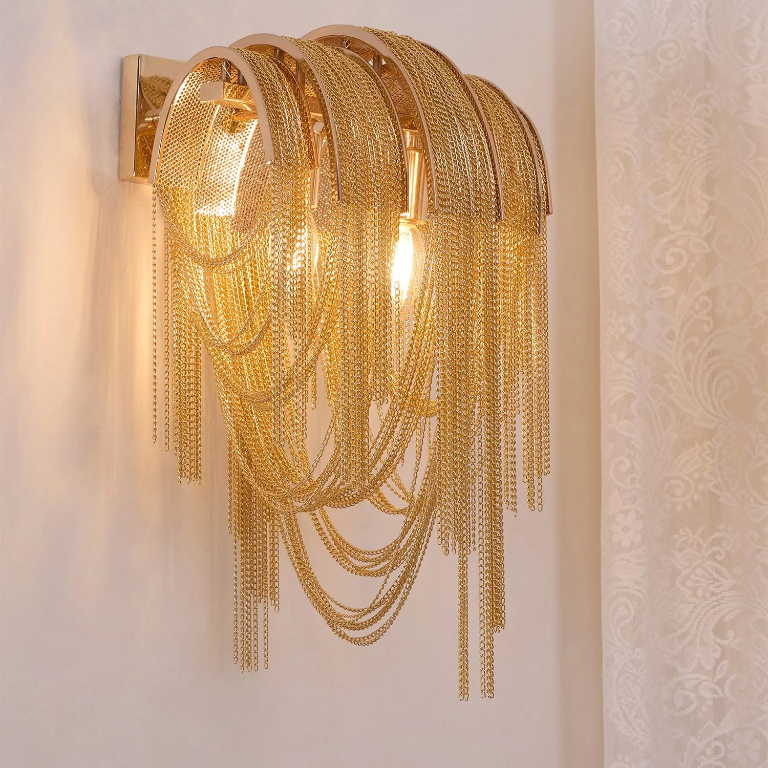 Настенный светильник Chains Tassel - ∅26см x 58см, хром