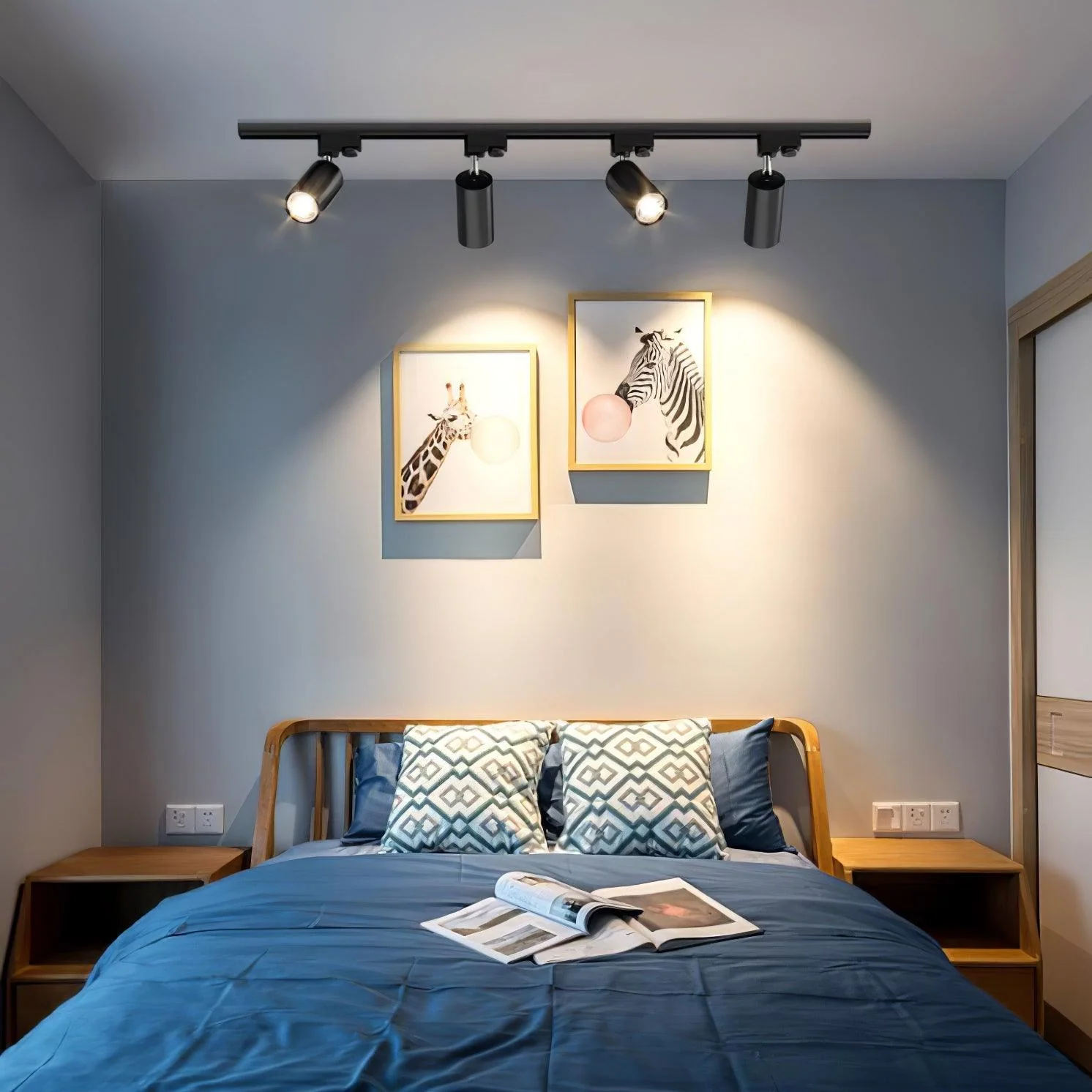 Трековый светильник Adjustable Spotlight - 3 источника света ∅100см x 11см, черный, золотой, теплый свет