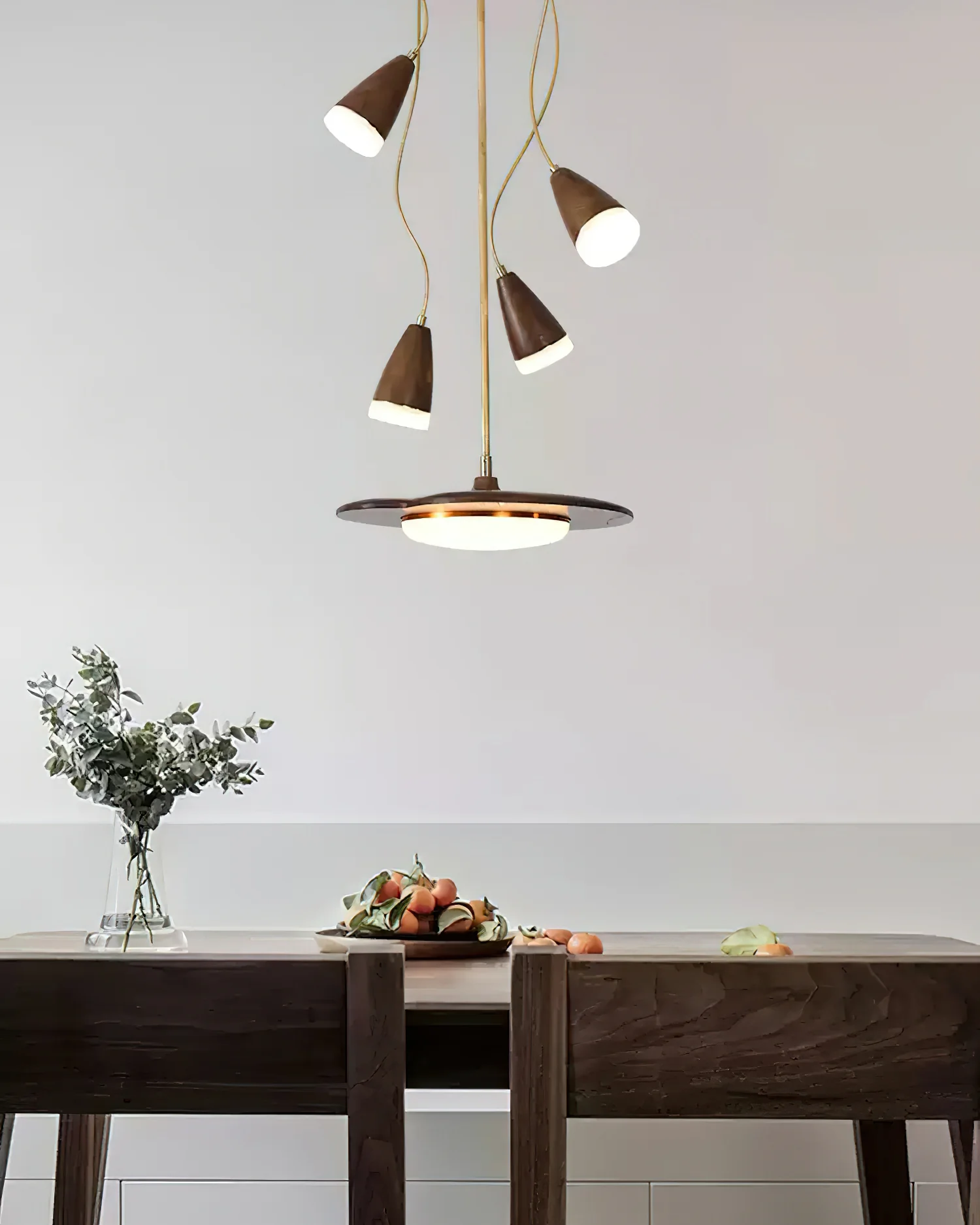Люстра Calder Blossom - 1 подвес ∅38см x 100см, орех, теплый свет